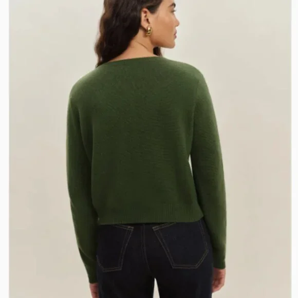 Reformation Clara Cashmere Cardigan in Grass Size Small - Picture 2 of 5